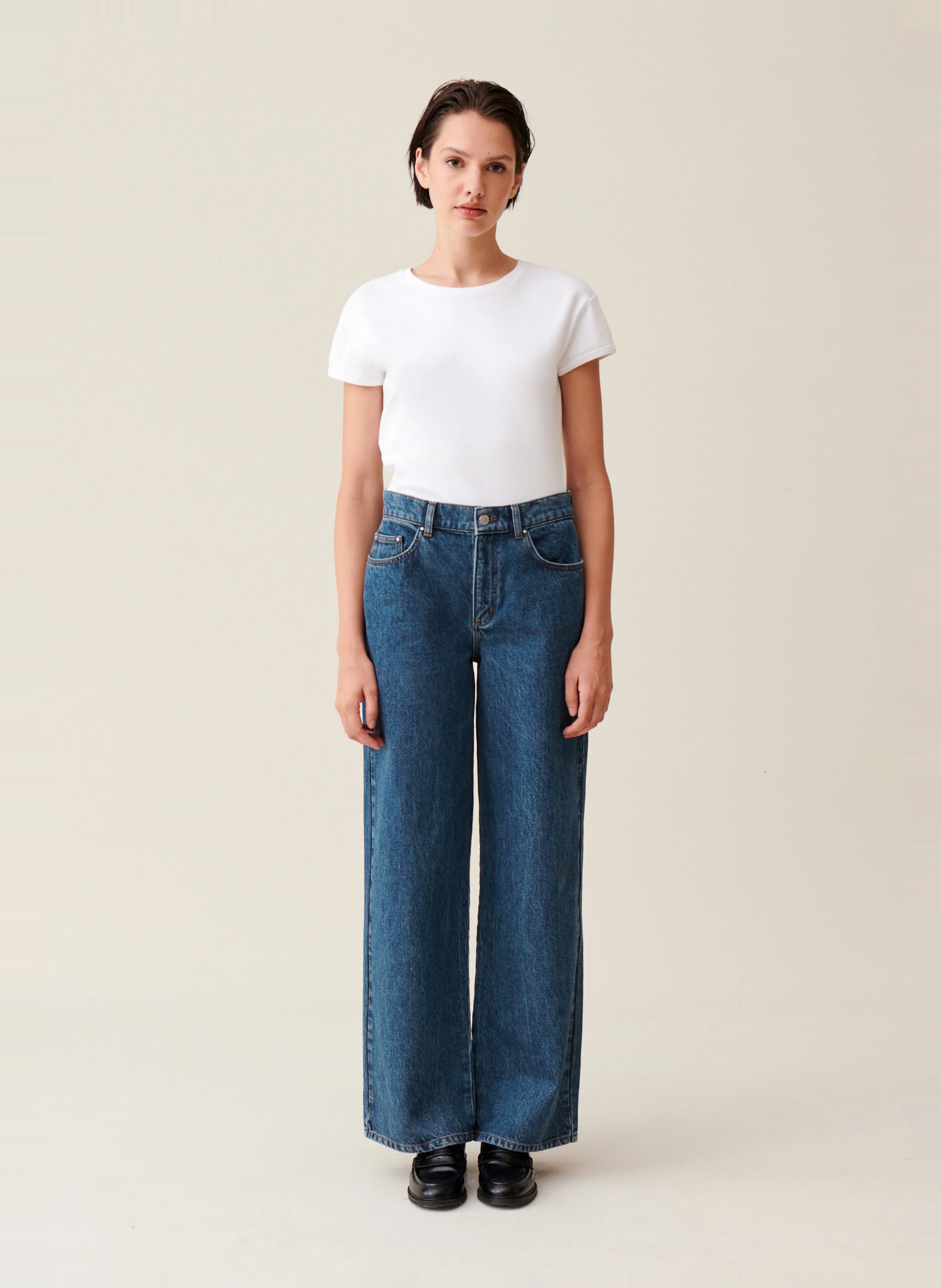 Jean large en coton | Bleu