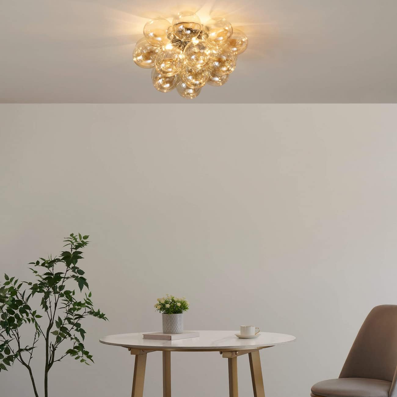 Kosilum – Designer-Deckenleuchte mit 17 Gläsern – Bartali, warmweißes Licht, Beleuchtung für Wohnzimmer, Schlafzimmer, Küche, Flur – 4 x max. 28 W – G9 – IP20