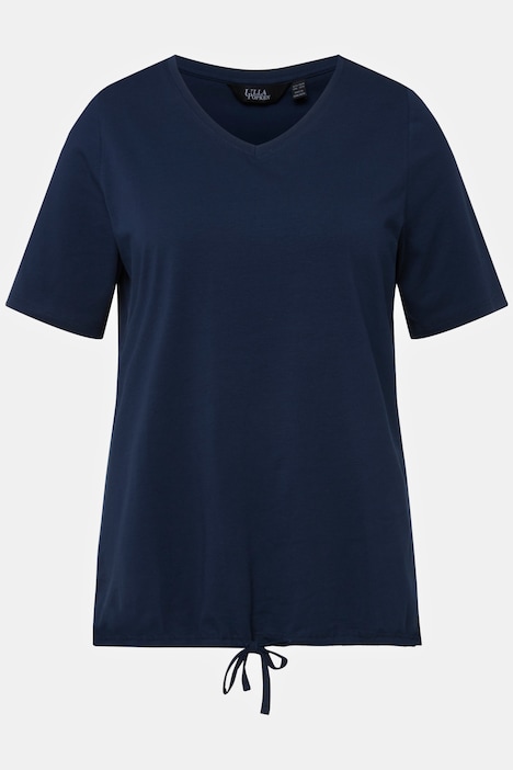 T-Shirt, Saumband, V-Ausschnitt, Halbarm