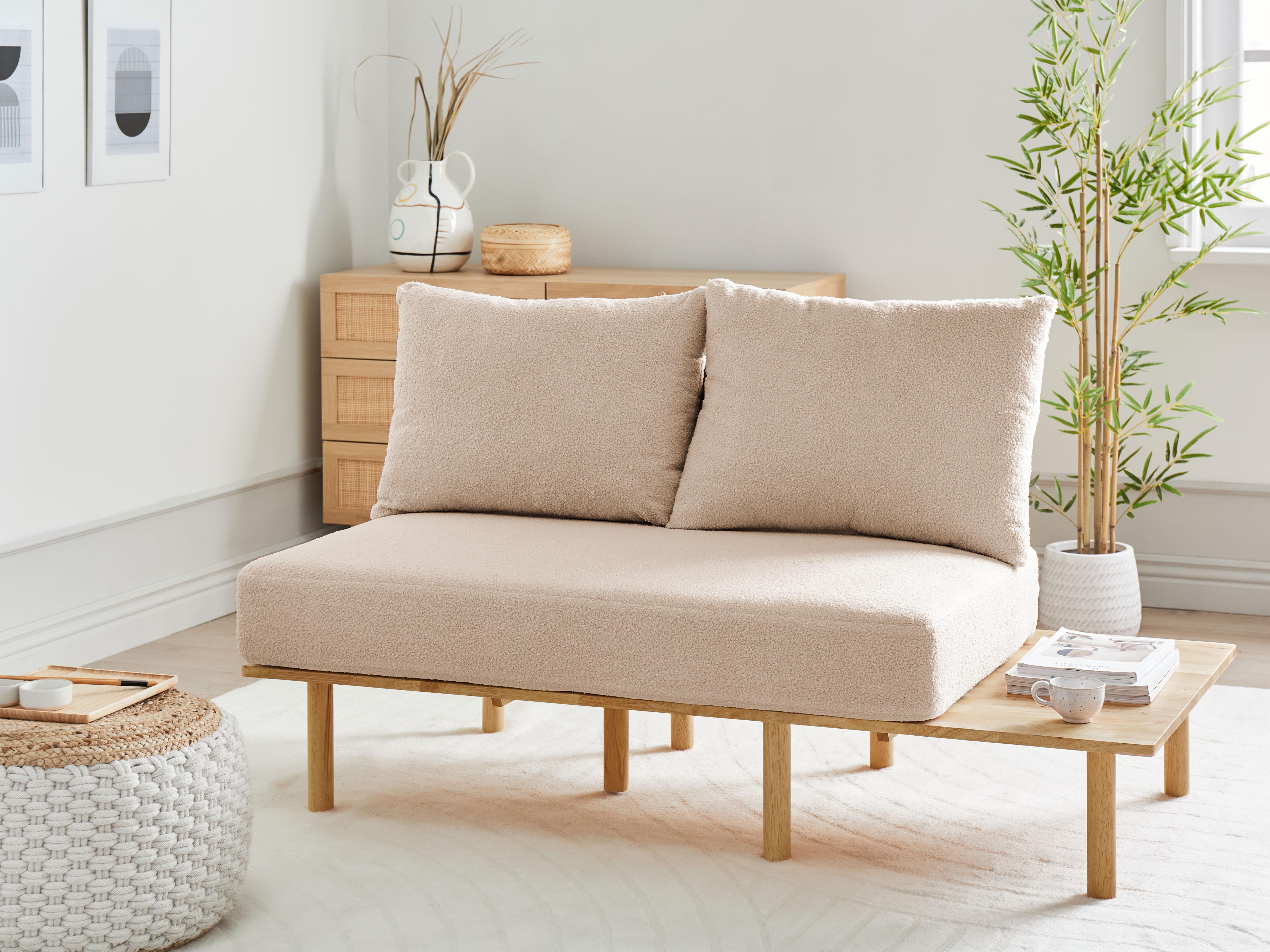 Bank 2-zits SALO Bouclé Beige met tafels
