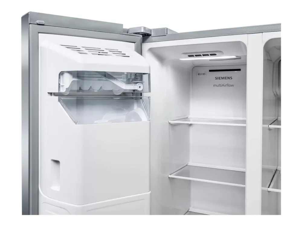 Siemens iQ500 KA93GAIEP - Køleskab/fryser - side ved side med vanddispenser, isdispenser - bredde: 90.8 cm - dybde: 76.2 cm - højde: 178.7 cm - 560 liter - Klasse E - rustfrit stål