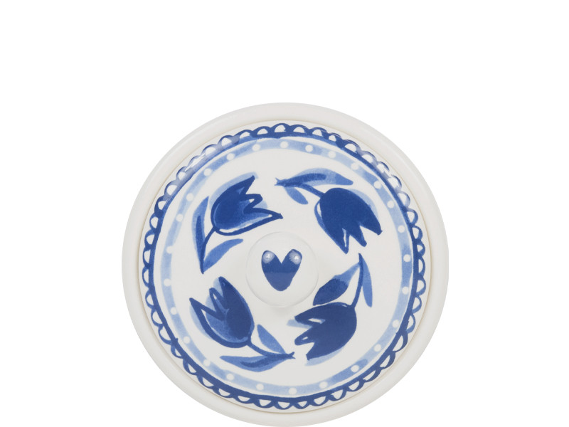 Voorraadpot rond 12,5cm Delfts Blond Grachtenpandjes