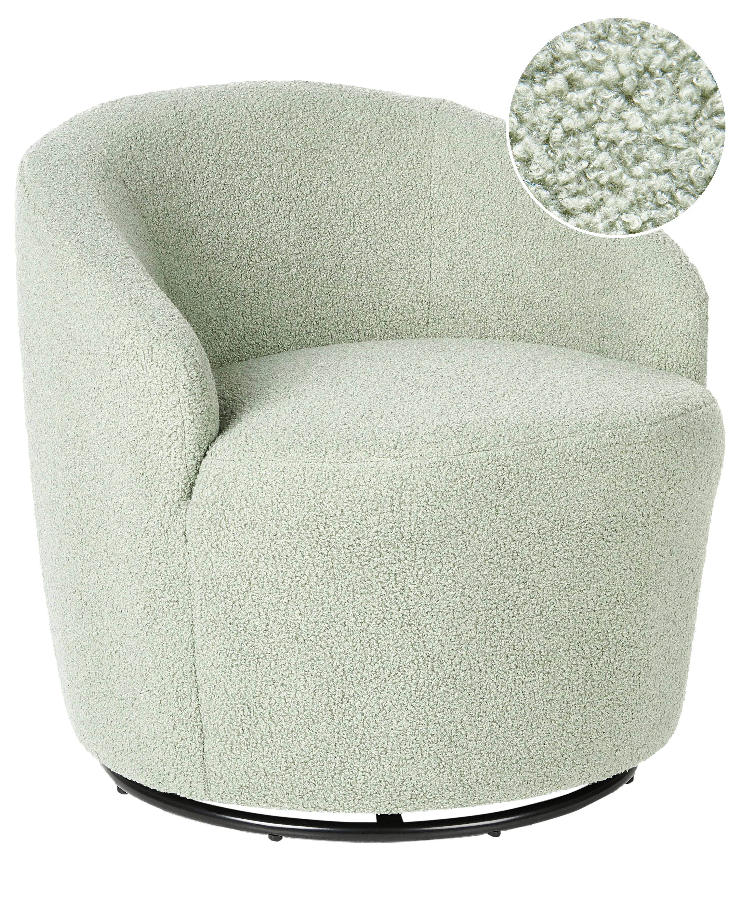 Draaifauteuil DAVIK Bouclé Lichtgroen