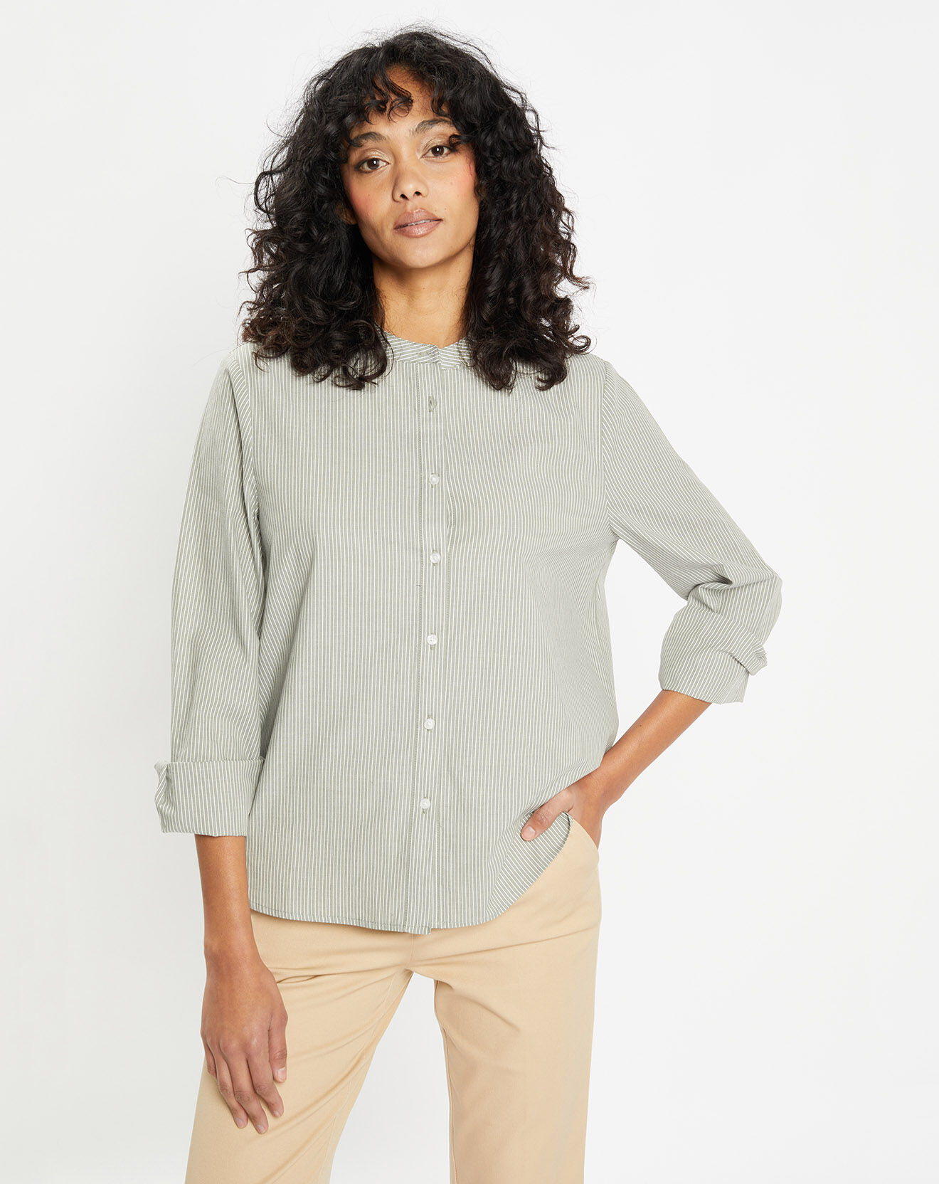 Jodhpur Chemise Bis rayée kaki