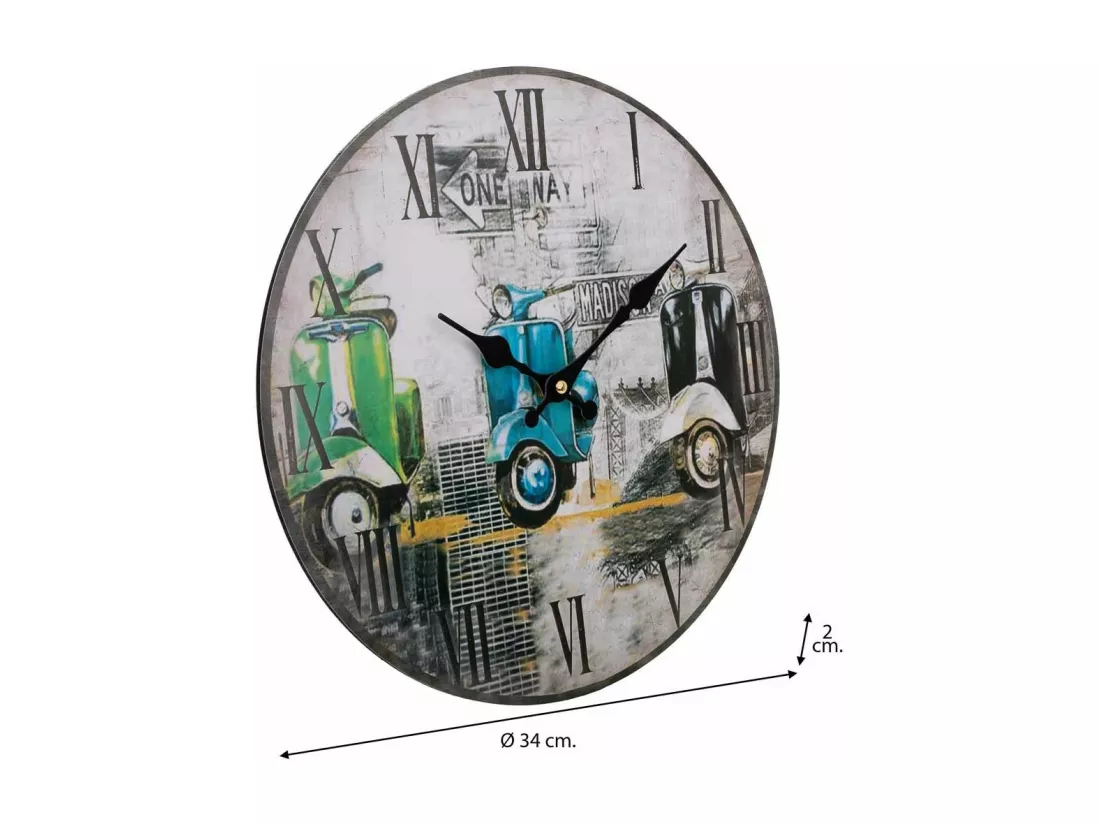 Horloge murale en bois noir d34x2h