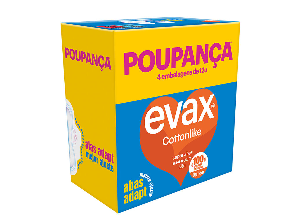 PENSOS HIGIÉNICOS EVAX COTTONLIKE SUPER ALAS 48UN