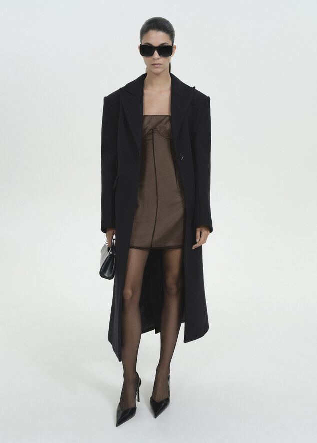 MANGO Short dress with corset neckline Black