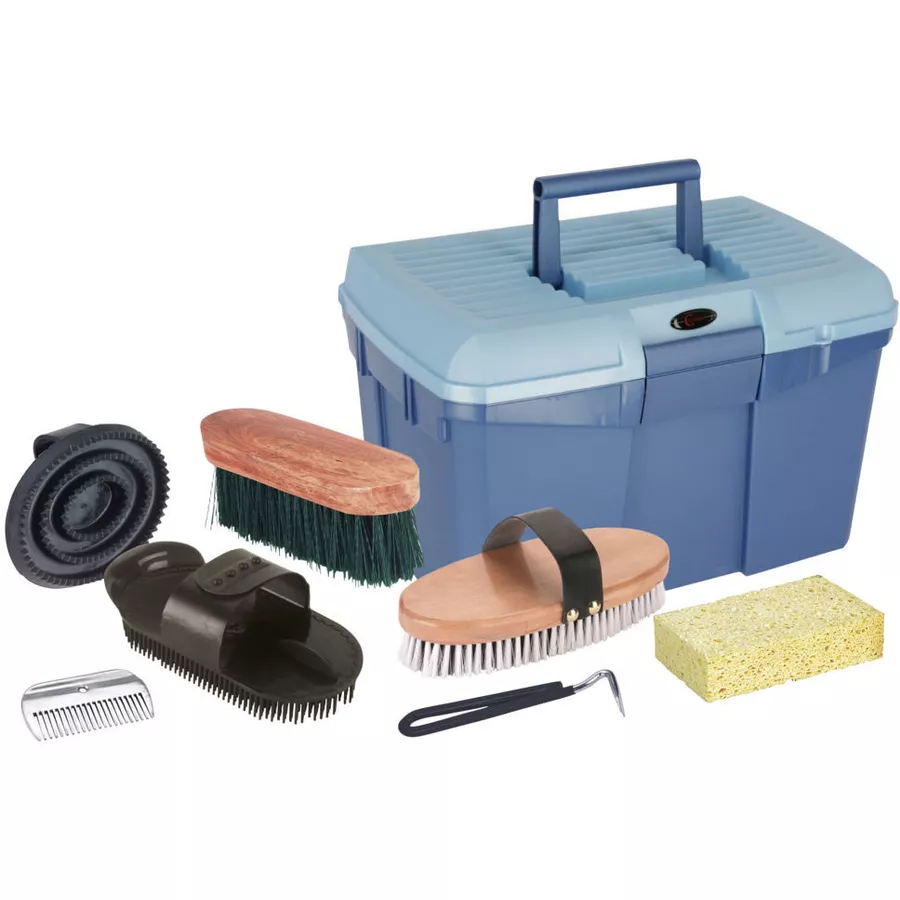 Kerbl Putzbox Pferde mit Inhalt, für Kinder Blau Blau