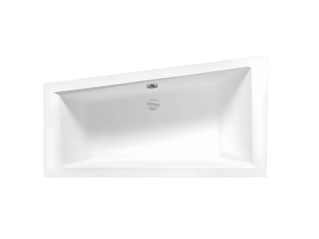 Baignoire asymétrique + tablier noir + repose tête - INTIMA - 150 x 85 cm - Droite