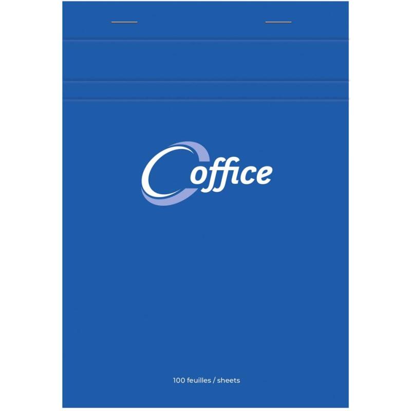Bloc de bureau Office agrafé en-tête A5 100 feuilles petits carreaux 56 g - Bleu