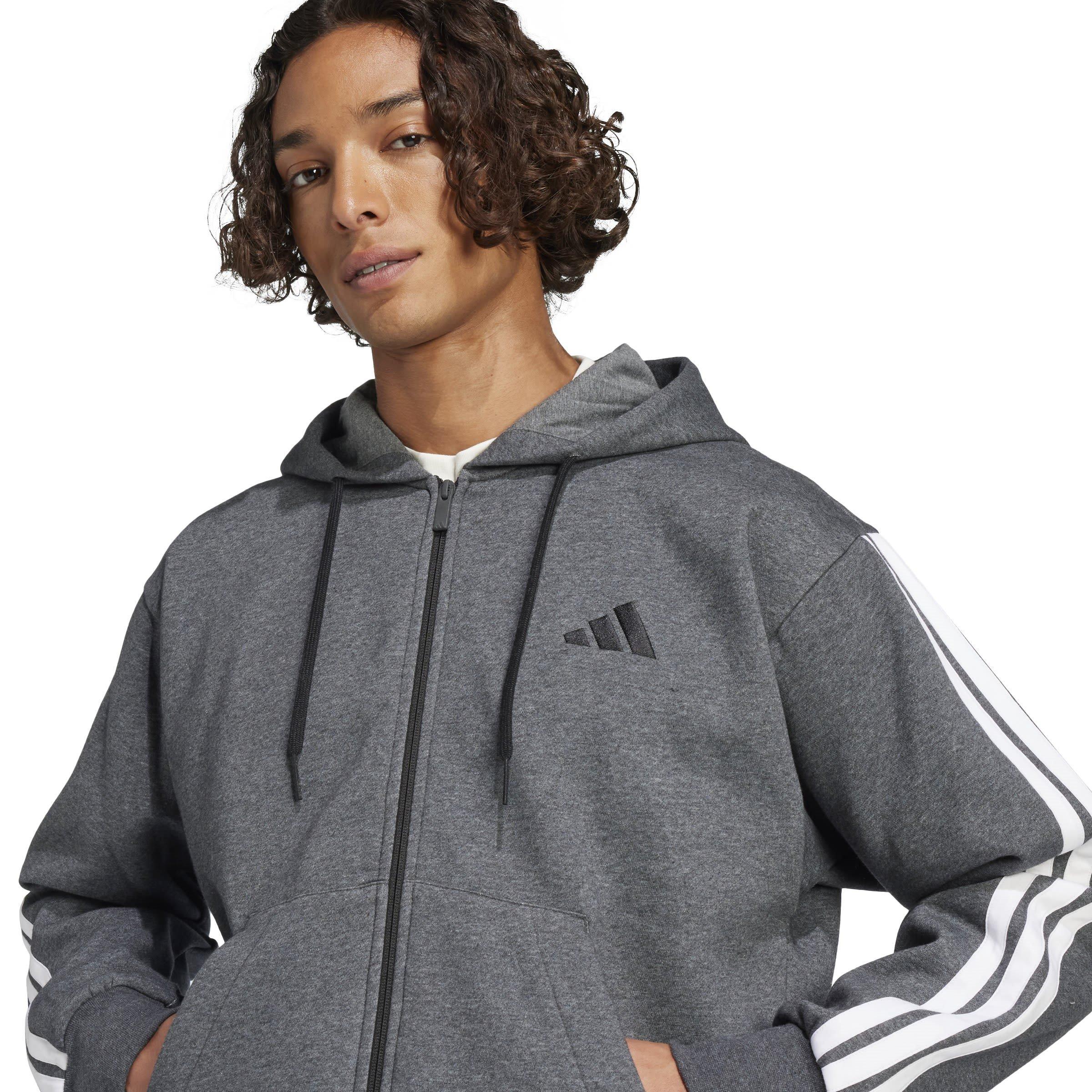adidas Essentials Fleece 3-Stripes Full-Zip Hoodie Mens