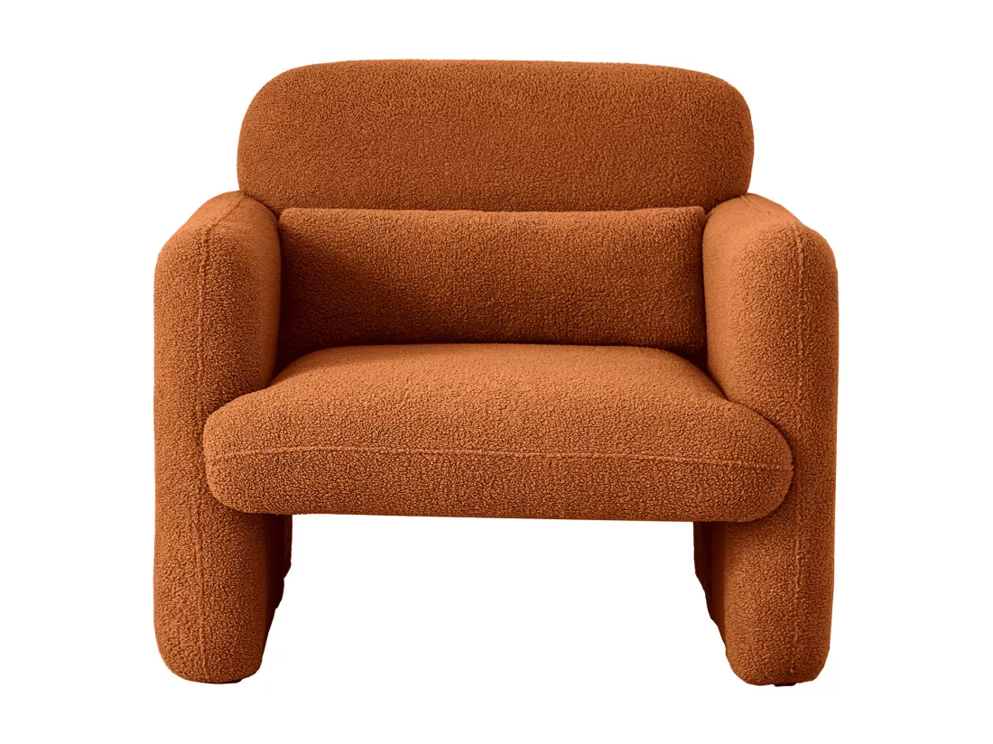 Fauteuil lounge moderne - Canapé simple - En tissu peluche - Fauteuil de télévision - Chaise de lecture - Pour salon, chambre à coucher - Orange