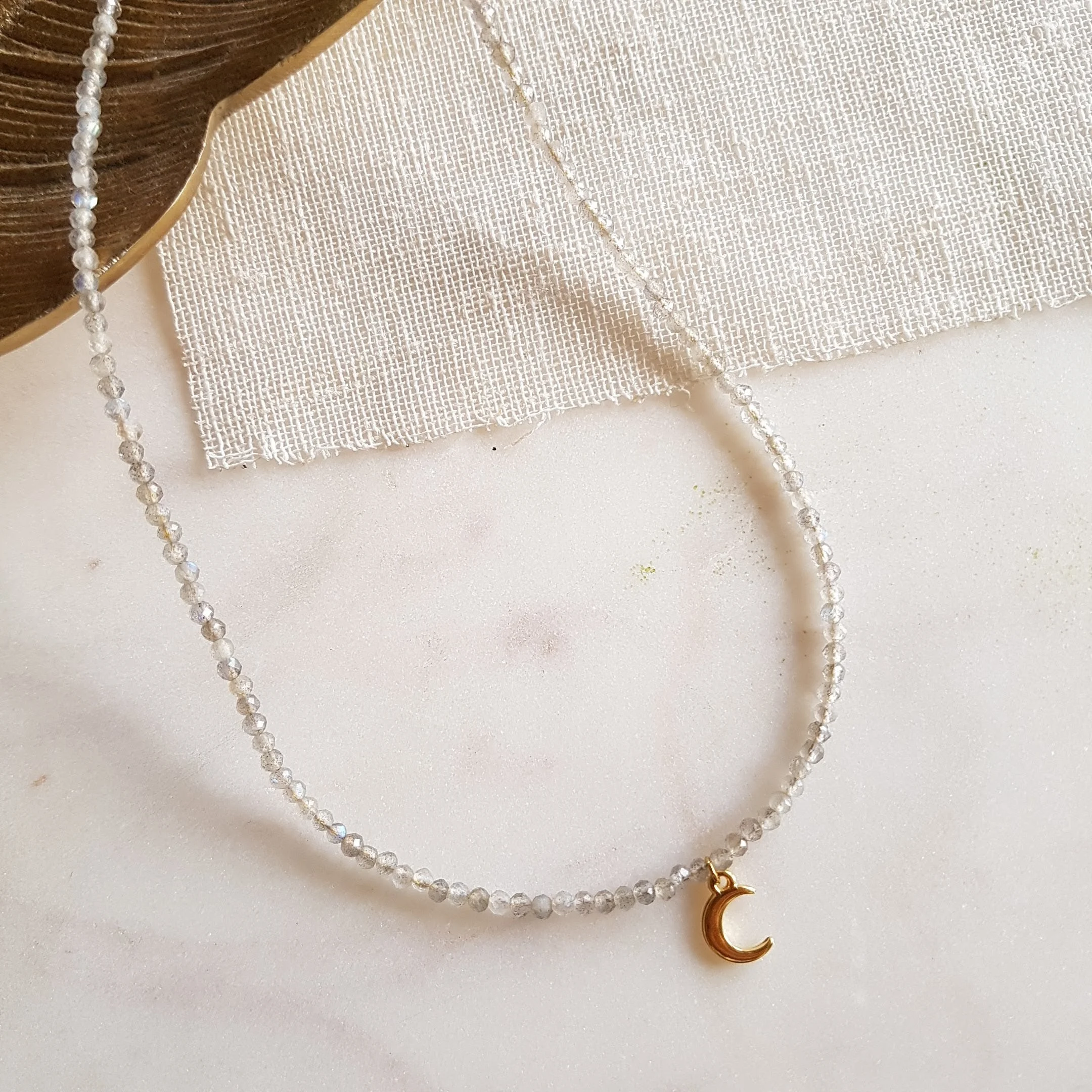 LUNE - Collier labradorite | Gris