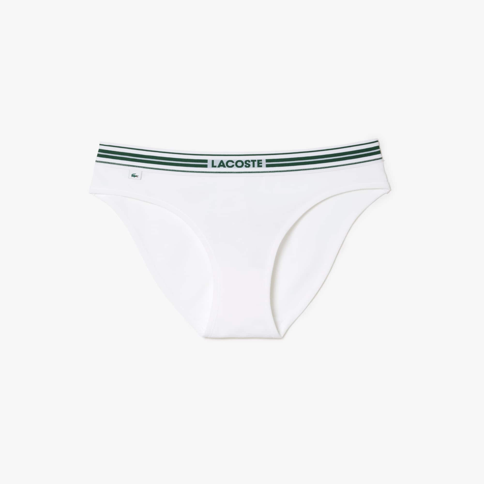 Culotte avec ceinture contrastée en coton stretch Culottes & bas - Blanc - Lacoste - Femme