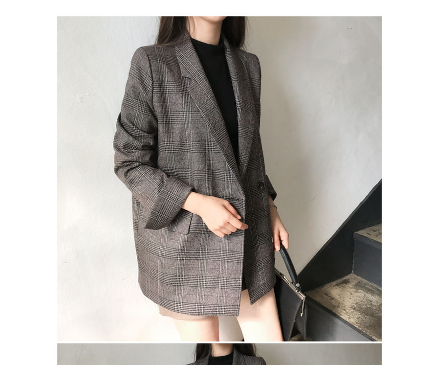 Soswift - Dubbelrijs geruite blazer