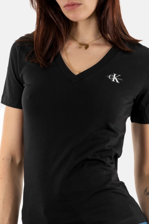 tee shirt calvin klein jeans micro monologo slim beh ck black