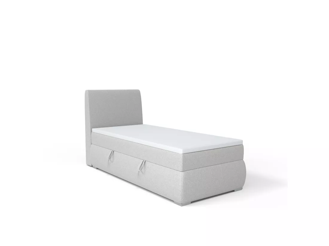 LIT BOXSPRING avec coffre de rangement Buffalo Mini côté gauche 100x200 cm, Orinoco 21 (Gris clair)