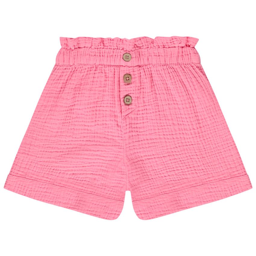 Short en double gaze de coton overdye pour fille - Multicolore