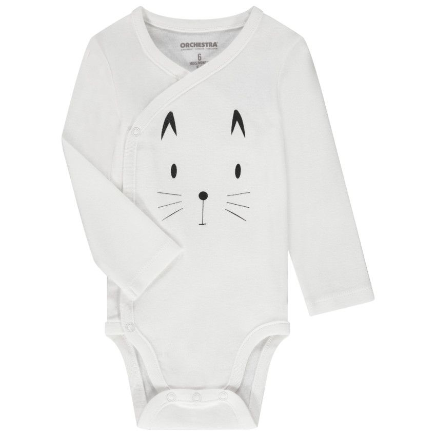 Lot de 3 bodies manches longues pour bébé avec ouvertures différentes selon l'âge - Ecru