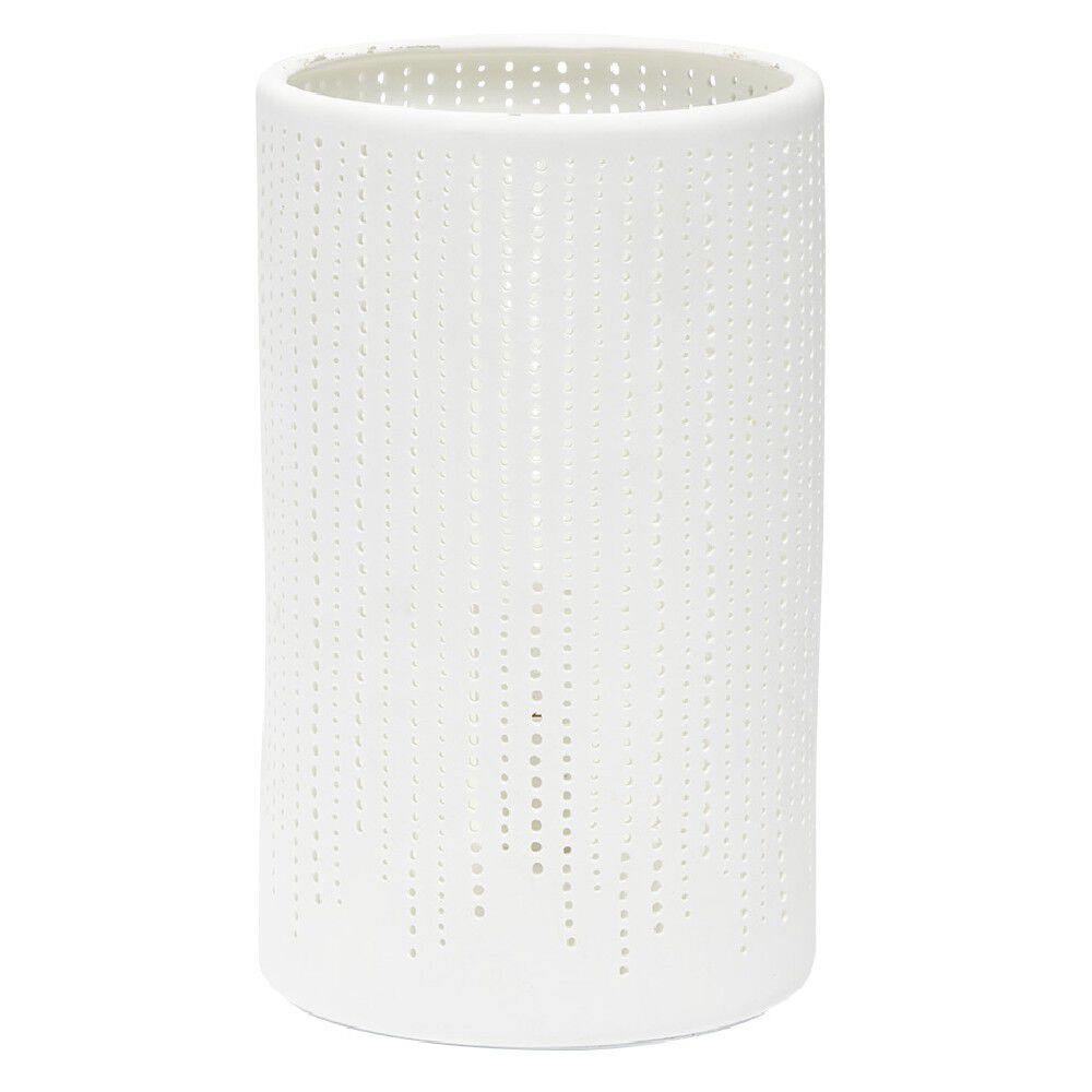 Lampe forme tube ajouré céramique blanc