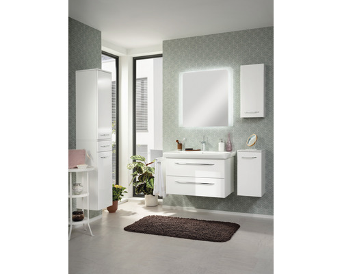Wastafelmeubel FACKELMANN Milano BxHxD 80 x 49,2 cm x 47,5 cm Frontkleur wit hoogglans 84203