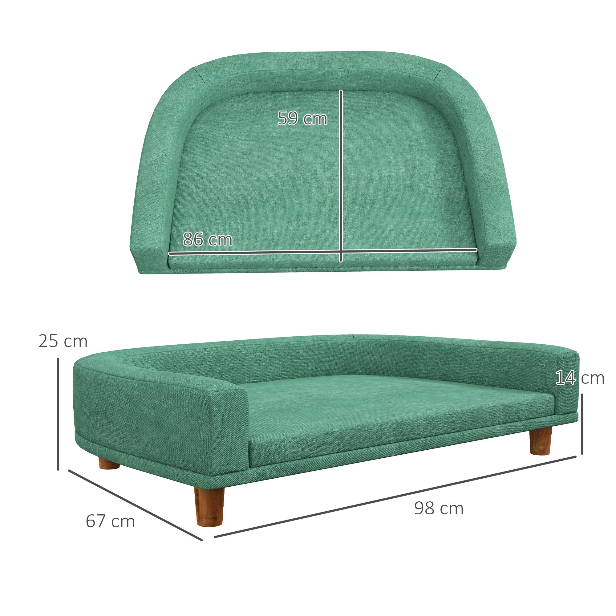 PawHut Hundebett mit rutschfesten Fußpads grün 98L x 67B x 25H cm