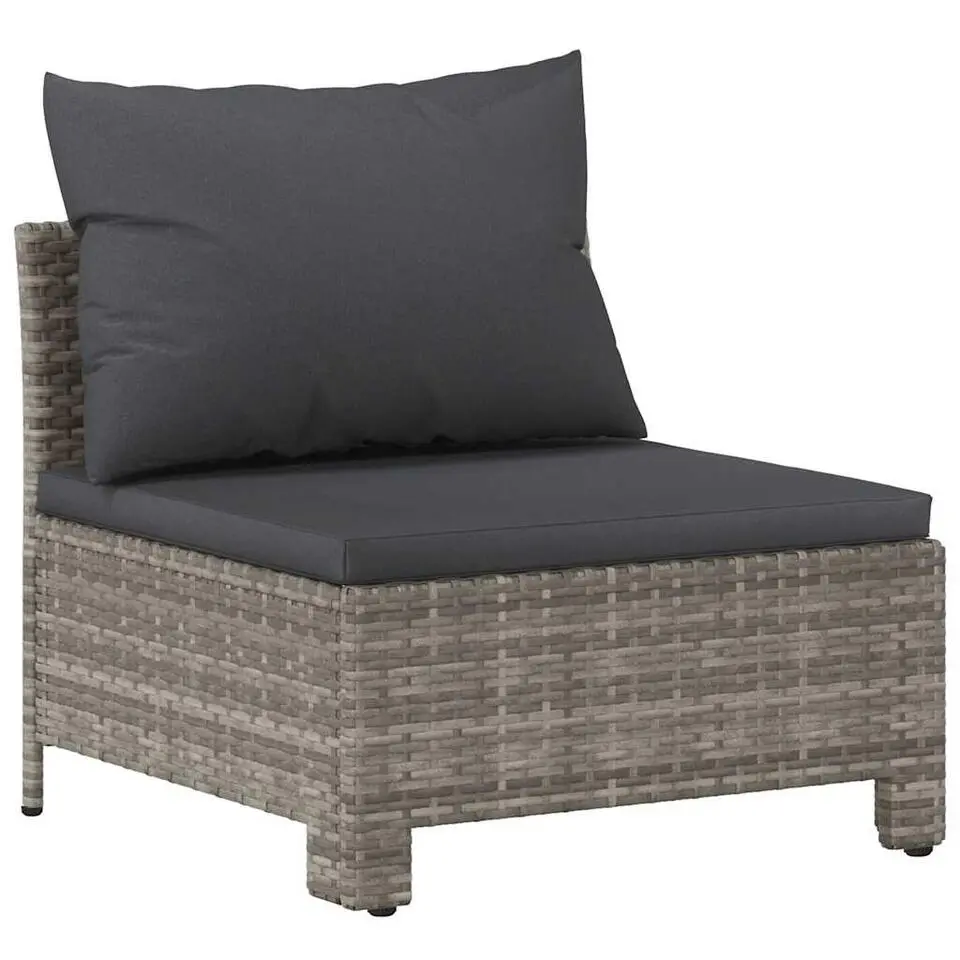 vidaXL - Tuinbank - Grijs - Poly rattan - Met kussens
