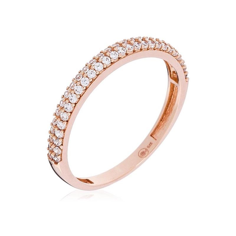Bague Or Rose et oxydes de zirconium 