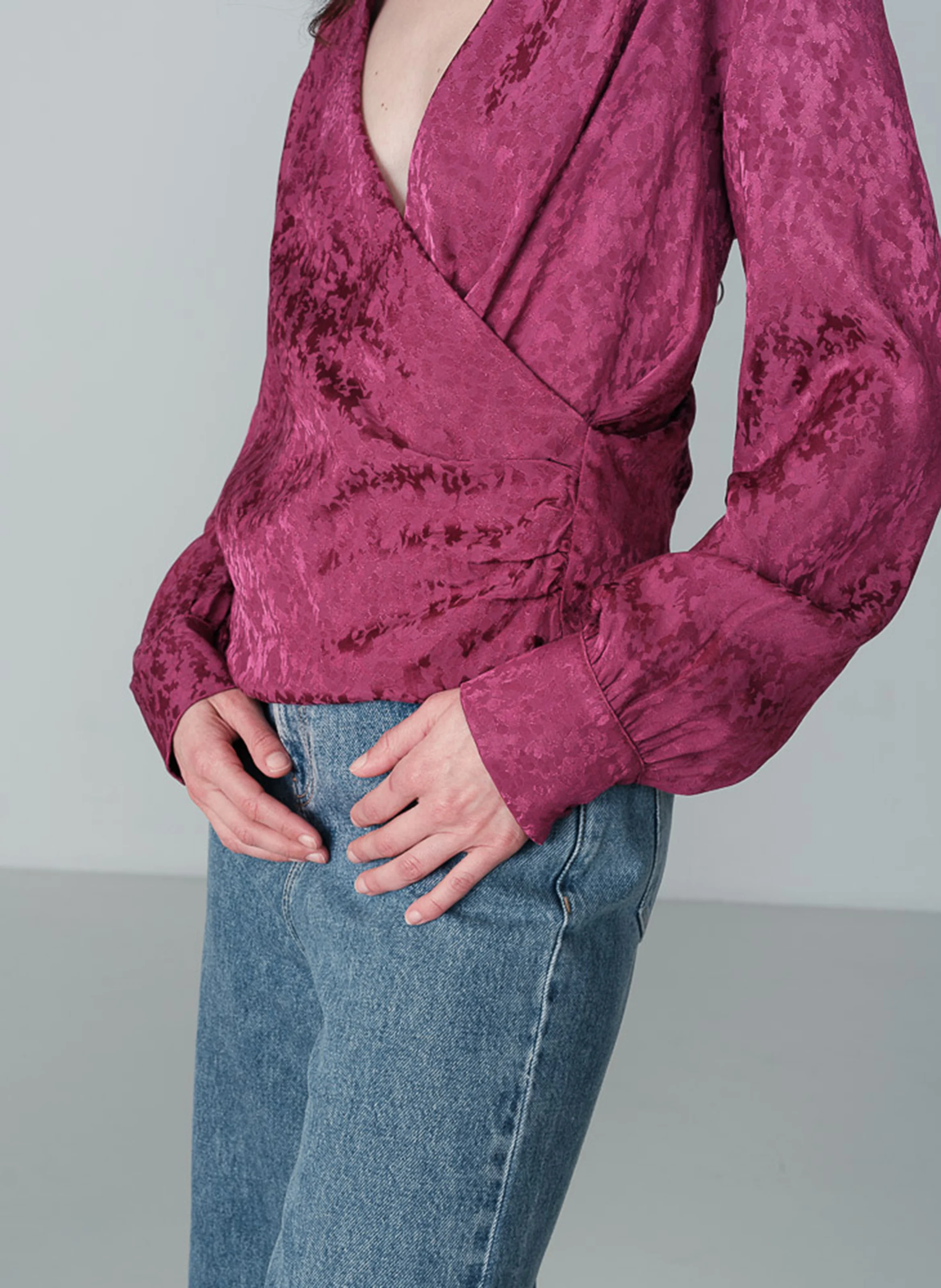 NONNA - Blouse droite cache-cœur drapée | Rose