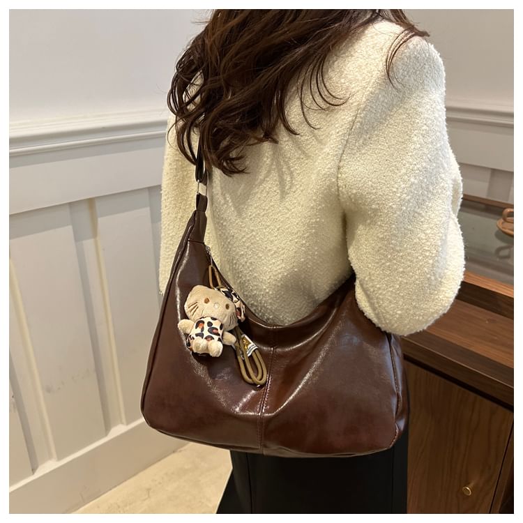 Maorong - Effen imitatieleren crossbodytas