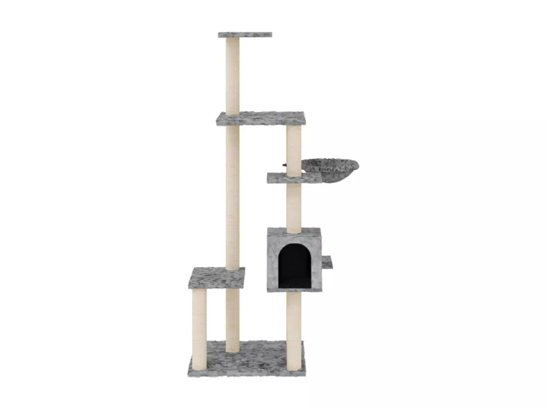 Arbre à chat avec griffoirs en sisal Gris clair 142 cm