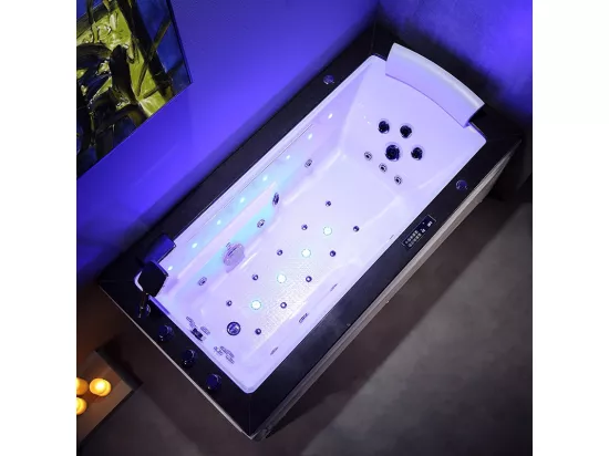 Baignoire Balnéo LORD SOLO MAX Black GAUCHE - 1 Place ARCHIPEL® 180X90