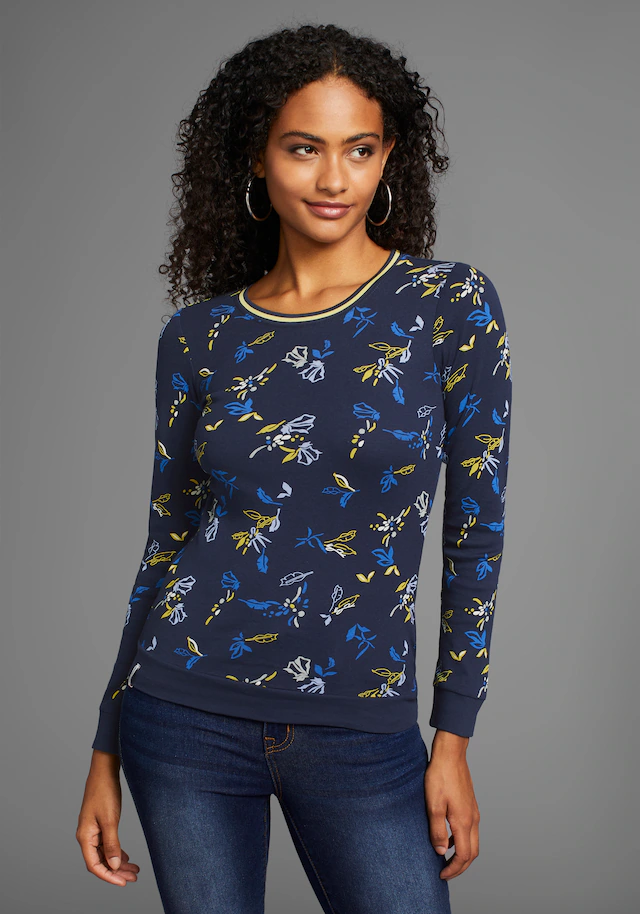 KangaROOS Langarmshirt , mit Allover-Print und Kontrastdetails