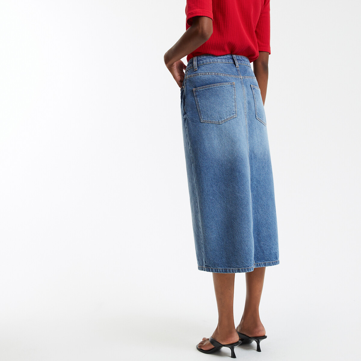 COLEÇÕES LA REDOUTE<br>Calça jeans midi com corte reto