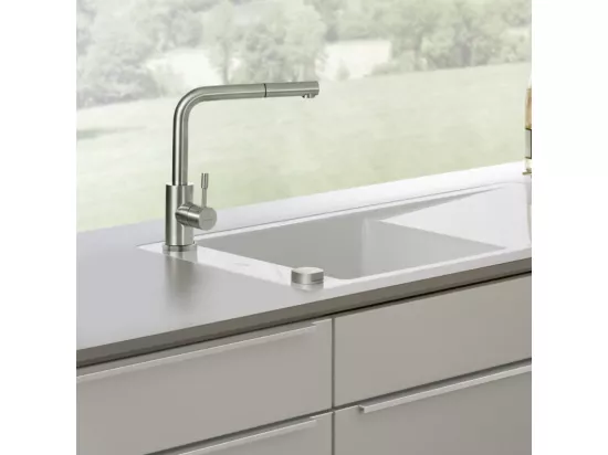 Robinet cuisine VILLEROY ET BOCH Steel Shower acier massif + nettoyant