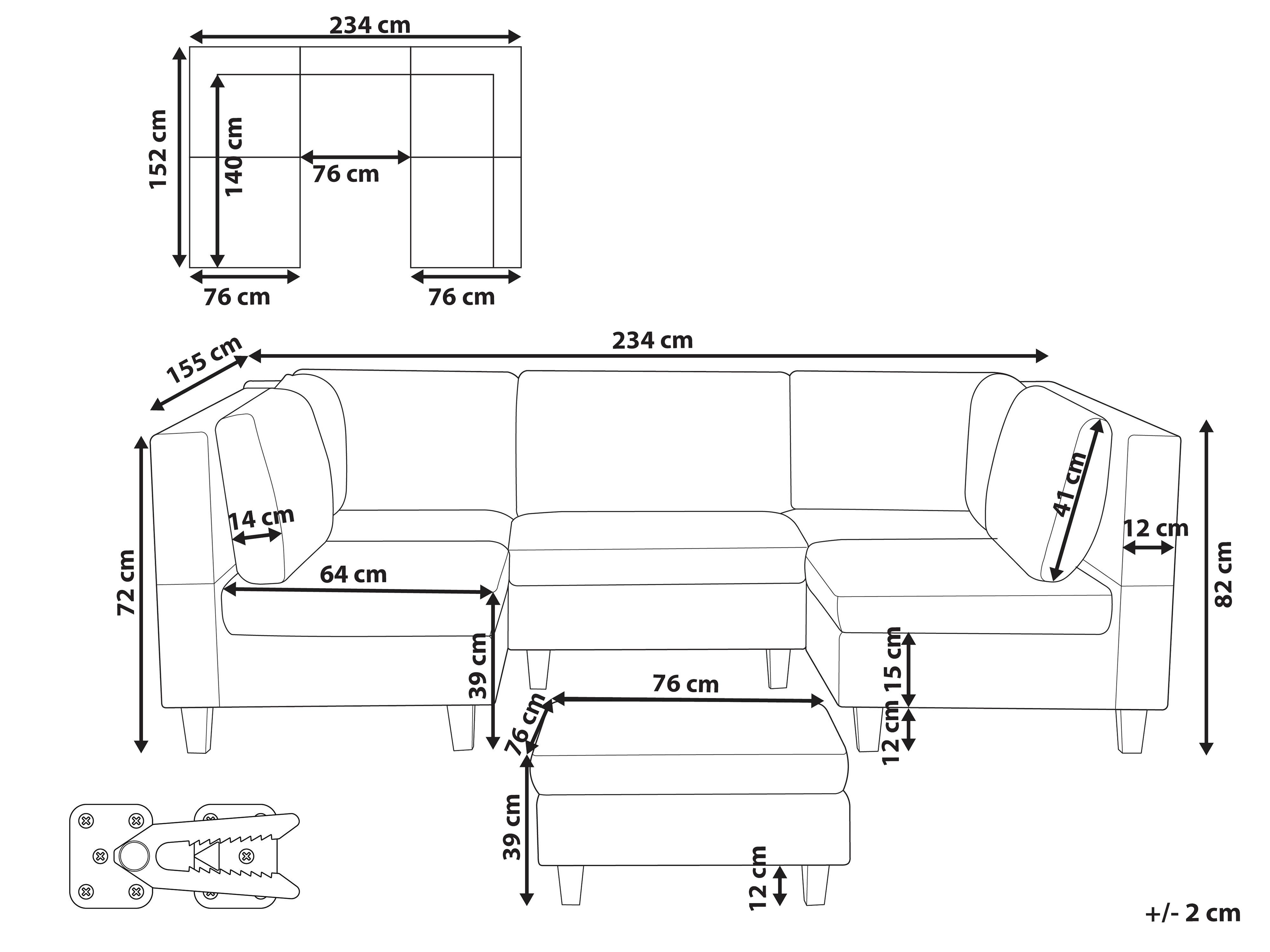 Modulaire U-vormige bank 5-zits UNSTAD Kunstleer Zwart