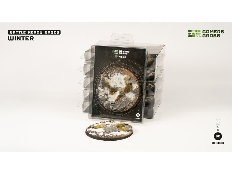 GamersGrass Winter round 90 mm (x1) Hochwertige Bases für den Miniaturenbau