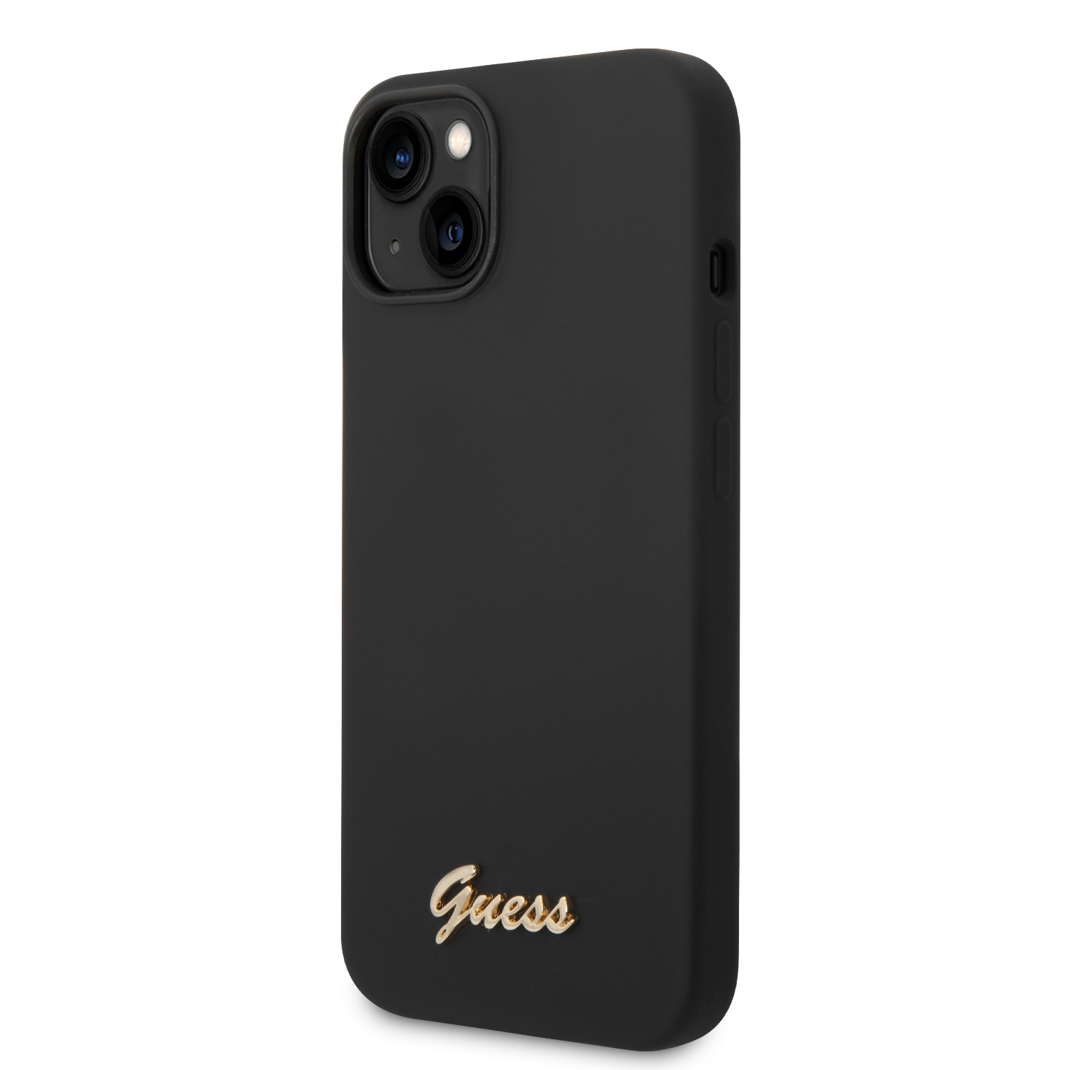 iPhone 14 Silikon Hardcase Hülle Vintage Script (GUHCP14SSLSMK) - Schwarz / Gold