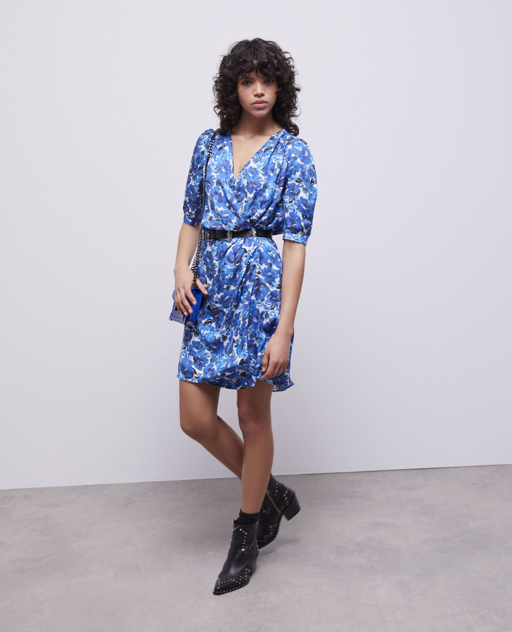 Robe portefeuille courte imprimée