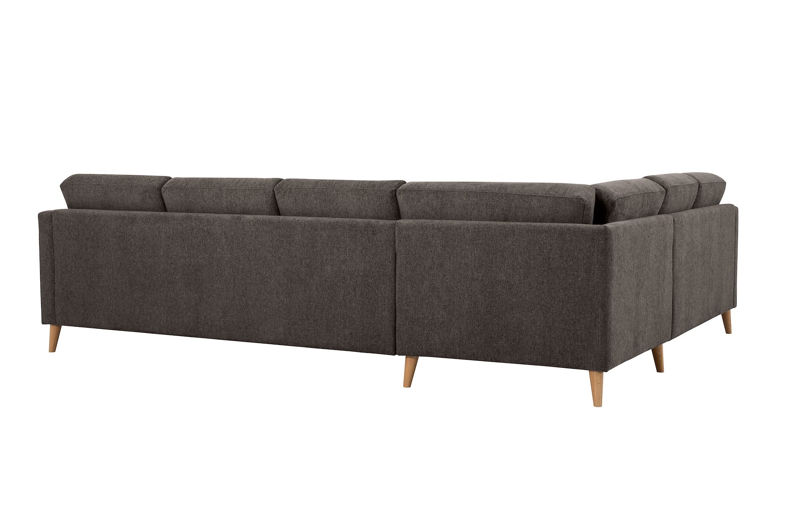 Eden hjørnesofa 23 hjørne i tekstil Thor 5 Brown med ben i eik natur (15137).