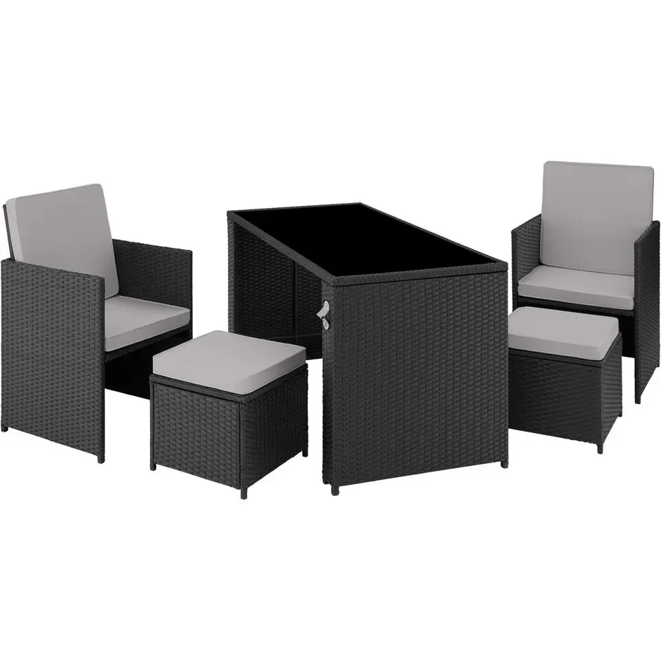 tectake Wicker tuinset Palermo 2 2 1 - Zwart / Grijs