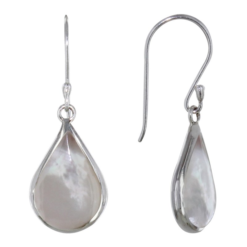Boucles d'Oreilles Argent Petite Goutte Nacre Ivoire