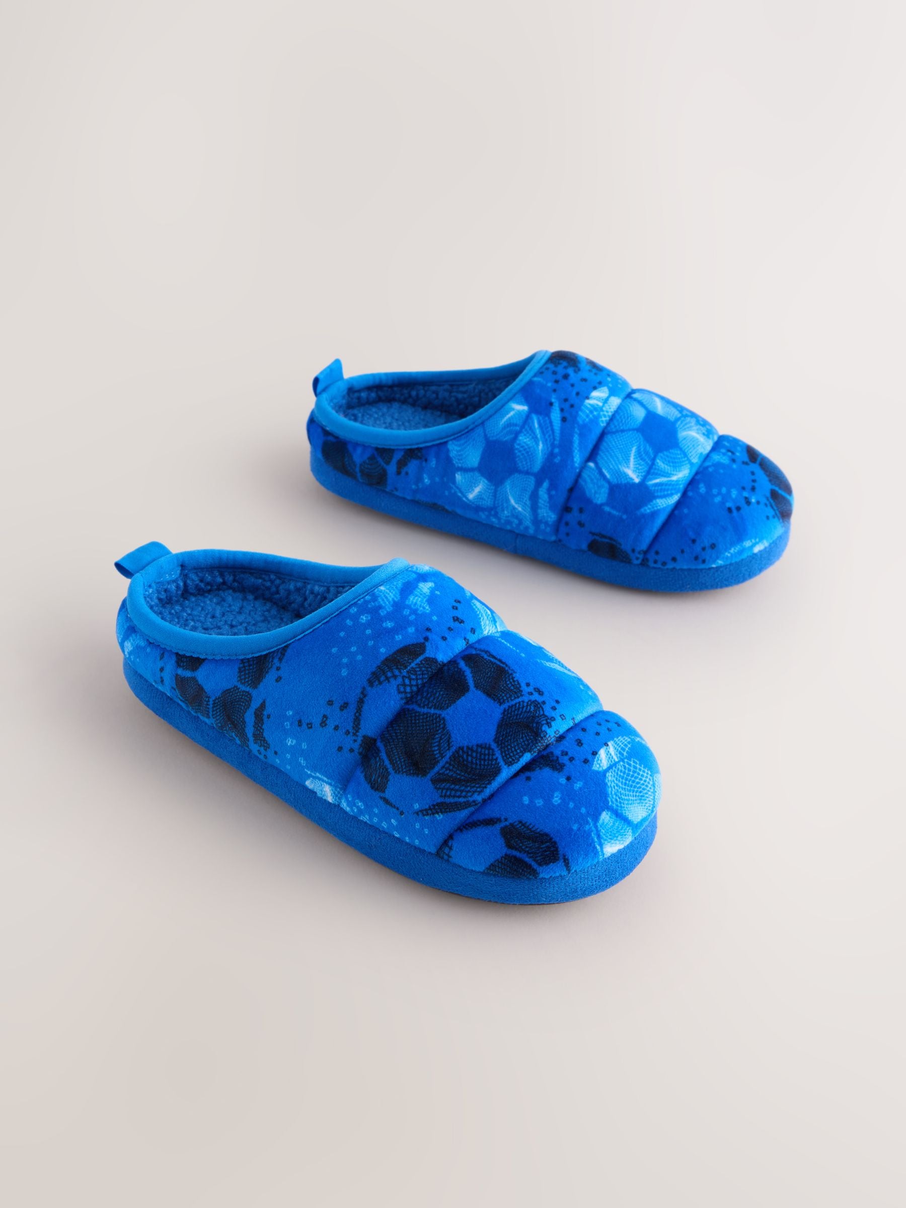 Blauw voetbal - Warme gevoerde pantoffelmuiltjes
