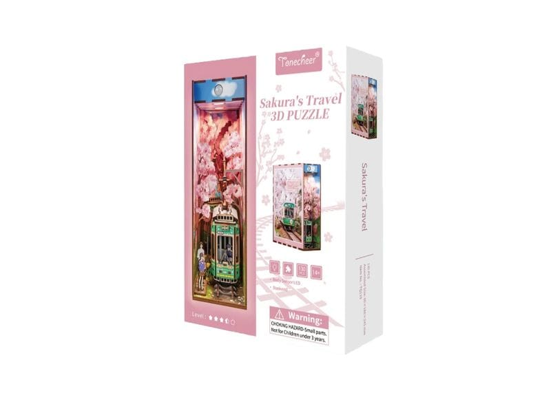 Tonecheer Bausatz Book Nook Sakura's Travel 3D-Modell aus lasergeschnittenen Holzteilen