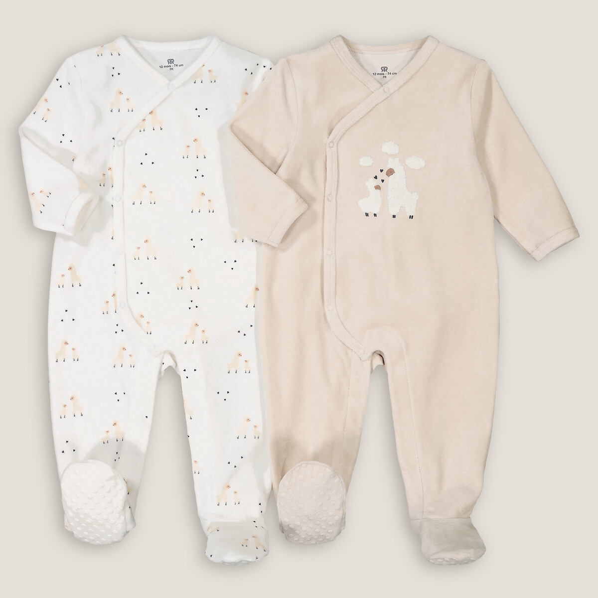 COLEÇÃO LA REDOUTE<br>Conjunto de 2 pijamas de veludo com estampa de lhama