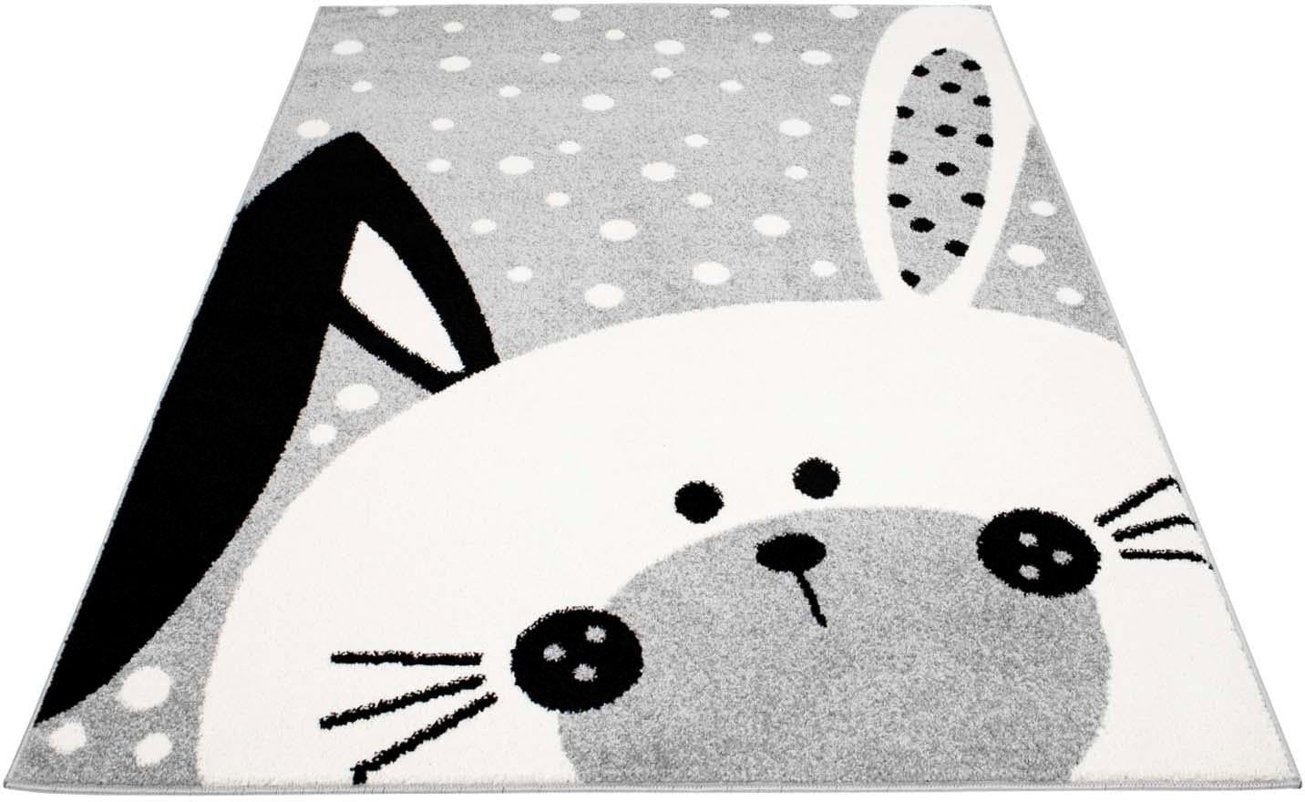 Carpet City Kinderteppich »Bubble Kids 1316« rechteckig 11 mm Höhe Spielteppich, Hase, Weicher Flor, Pflegeleicht, Kinderzimmer