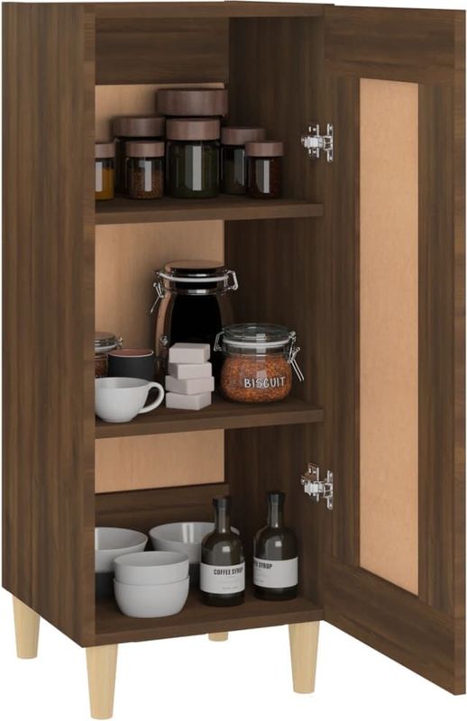 vidaXL - Dressoir - Bruin - Bewerkt Hout - 3 Vakken 1 Deur