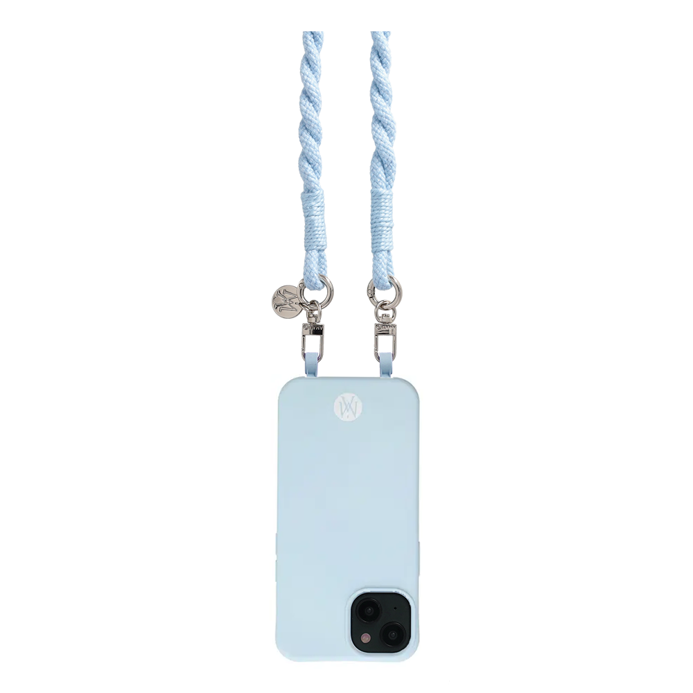 Handgemachte Handykordel Gedrehtes Umhängeband für Handyhüllen Silver - Light Blue