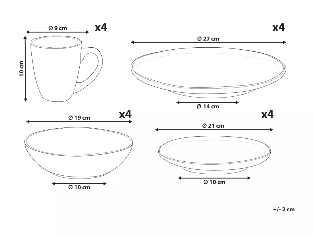Set de 16 couverts de table THYME Grès Vert foncé