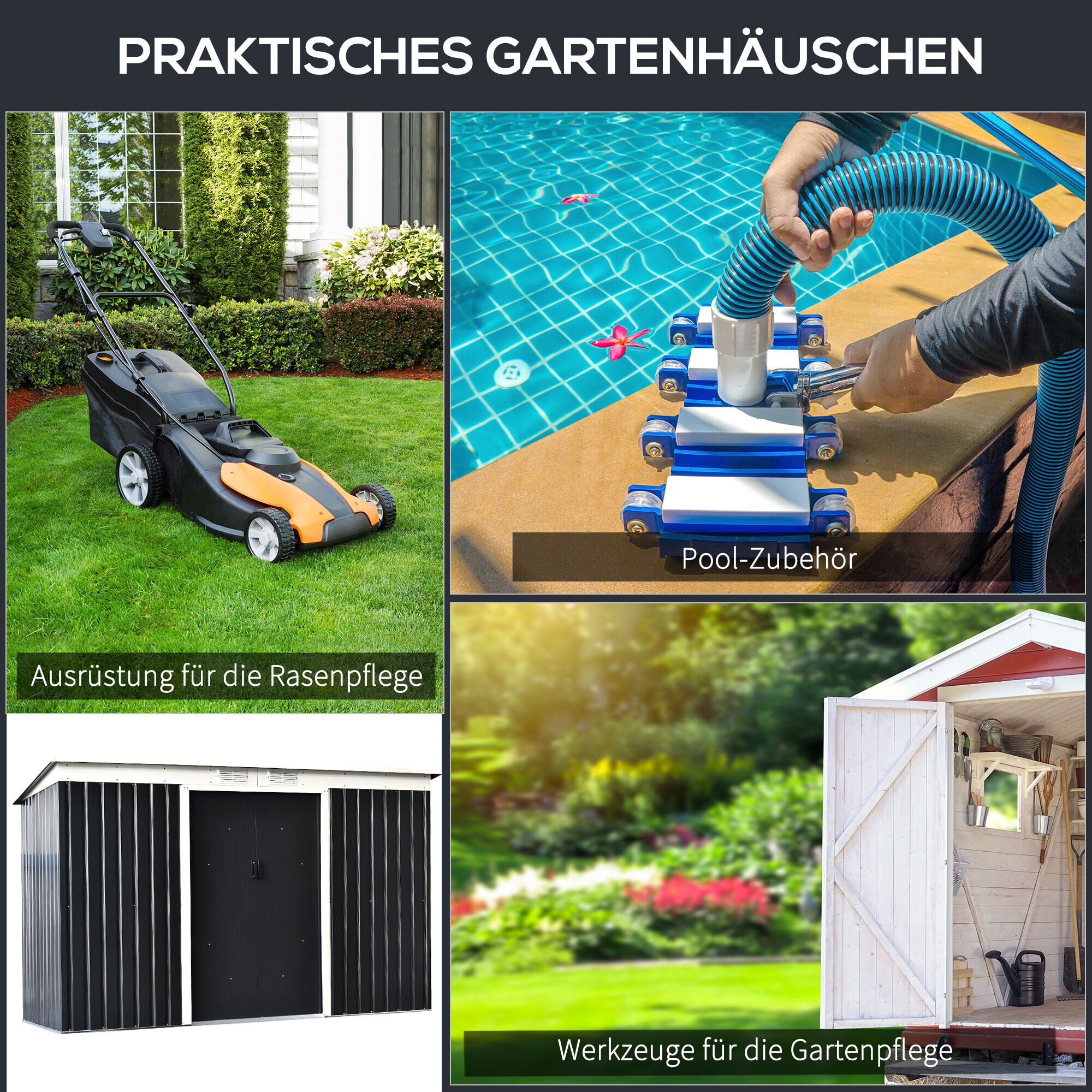 Outsunny Geräteschuppen mit Schiebetür 277 x 130 x 173 cm (LxBxH)